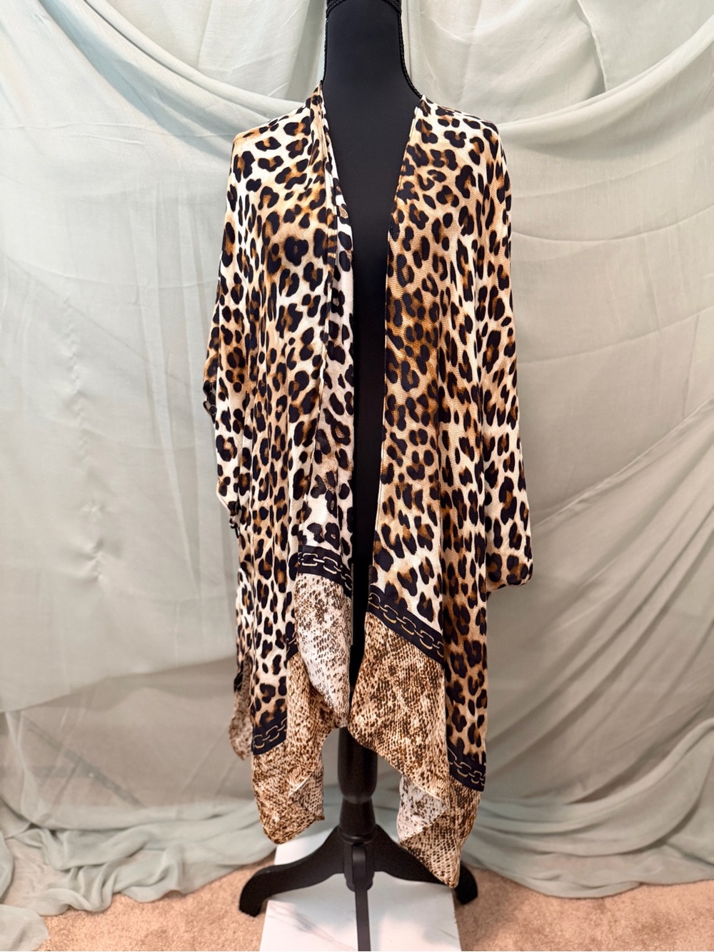 Chico’s Leopard Print Open Front Kimono